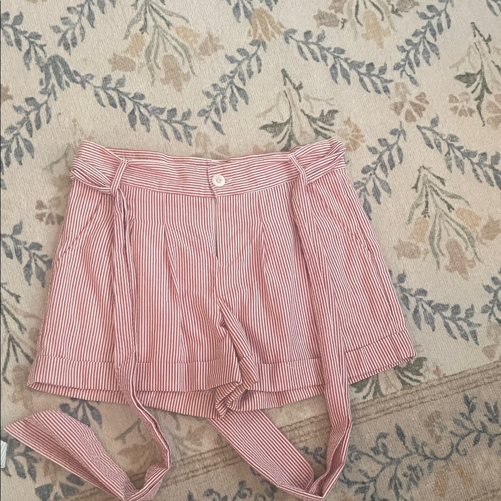 Lauren James Pink Striped High Waist Shorts